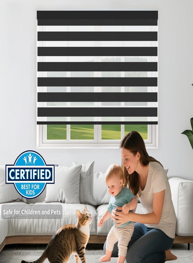 sunmaintain Cordless Zebra Blinds for Windows (30" W X 72" H, Black) Free-Stop Zebra Roller Shades Dual Layer Light Filtering Privacy for Day and Night, Light Control for Home, Bedroom, Office - Image 5